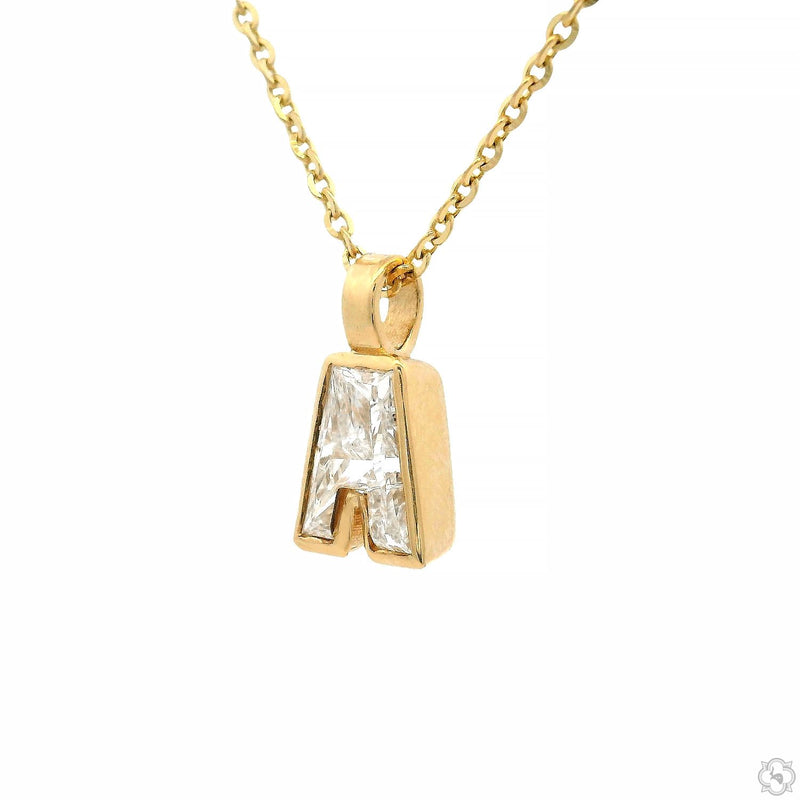 Bezel Diamond Letter Necklace 70857 - Image 5
