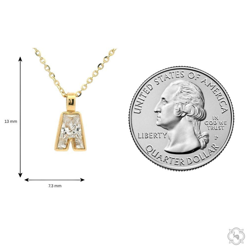 Bezel Diamond Letter Necklace 70857 - Image 8