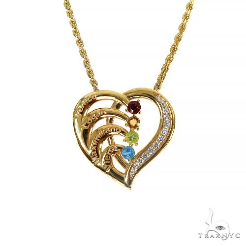Birthstone Engravable Heart Pendant Necklace 68023 - Image 1