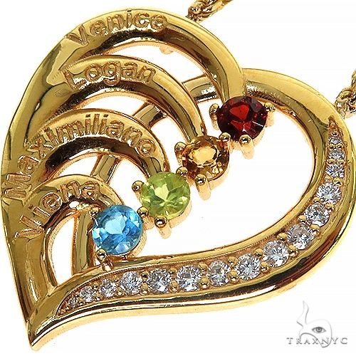 Birthstone Engravable Heart Pendant Necklace 68023 - Image 3