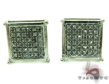 Black Diamond Cube Silver Earrings 27623 - Image 1