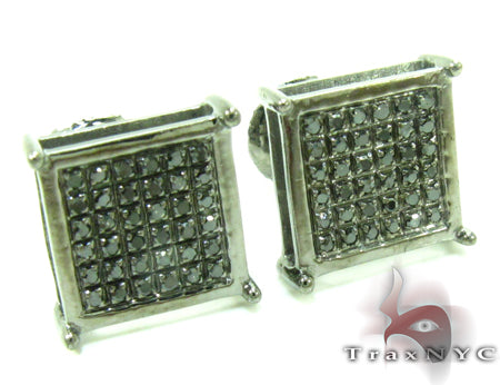 Black Diamond Cube Silver Earrings 27623 - Image 2