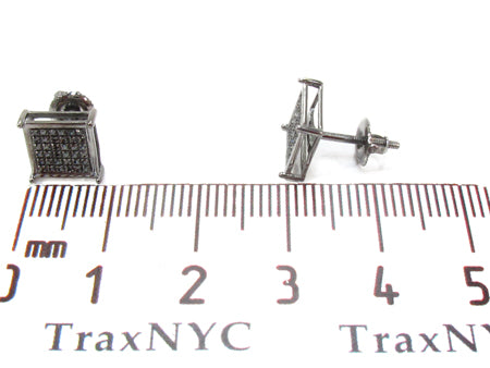 Black Diamond Cube Silver Earrings 27623 - Image 6