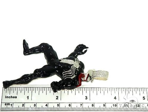 Black Enamel Silver Diamond Venom Pendant 66366 - Image 7