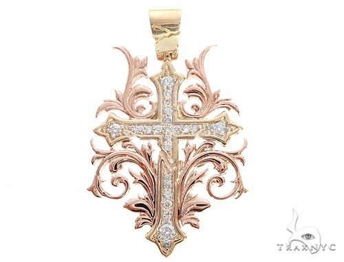 Black Ink Crew Small 14k Two Tone Diamond Filigree Cross Pendant 65102 - Image 1