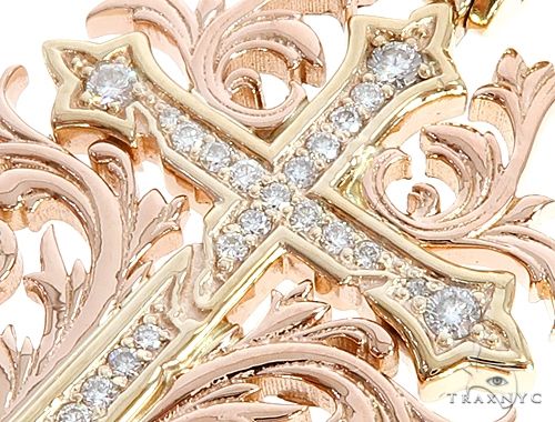 Black Ink Crew Small 14k Two Tone Diamond Filigree Cross Pendant 65102 - Image 4