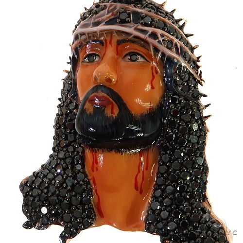 Black Passion Diamond Jesus Pendant - Large 68956 - Image 3