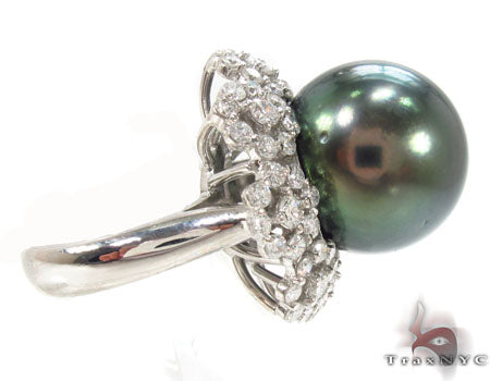 Black Pearl Diamond Ring 32668 - Image 4
