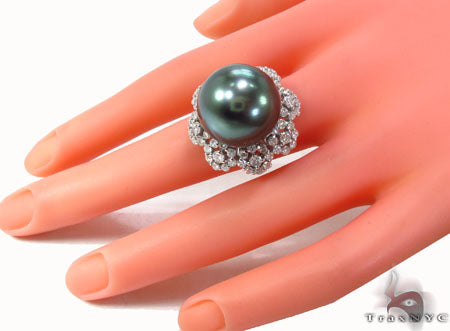 Black Pearl Diamond Ring 32668 - Image 8