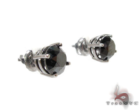 Black Prong Diamond Stud Earrings 20734 - Image 3