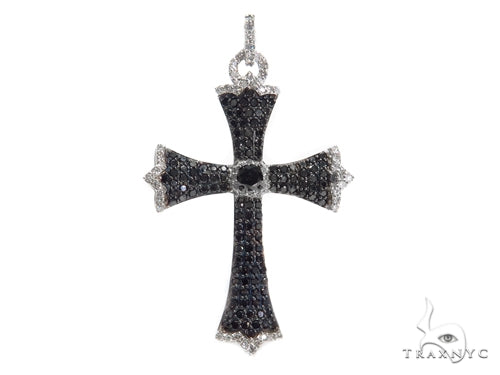 Black and White Diamond Cross Crucifix 40928 - Image 1