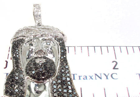 Black and White Diamond Jesus Pendant 31074 - Image 7
