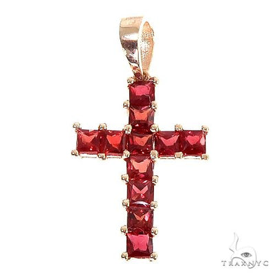 Blood Red Princess Cut Sapphire Cross 67086 - Image 1