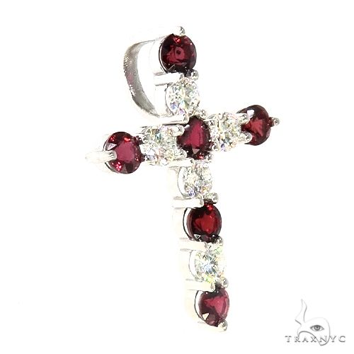 Blood Red Sapphire Diamond Cross 66991 - Image 2
