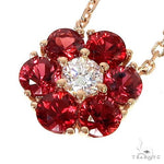 Blood Red Sapphire Diamond Flower Necklace 67217 - Image 3