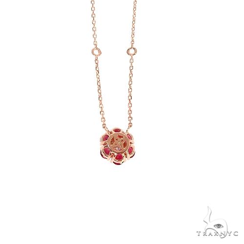 Blood Red Sapphire Diamond Flower Necklace 67217 - Image 4