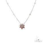 Blood Red Sapphire Diamond Flower Necklace 67224 - Image 5
