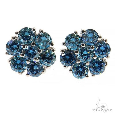 10 PT Blue Diamond Flower Earrings (Lab) 68208 - Image 1