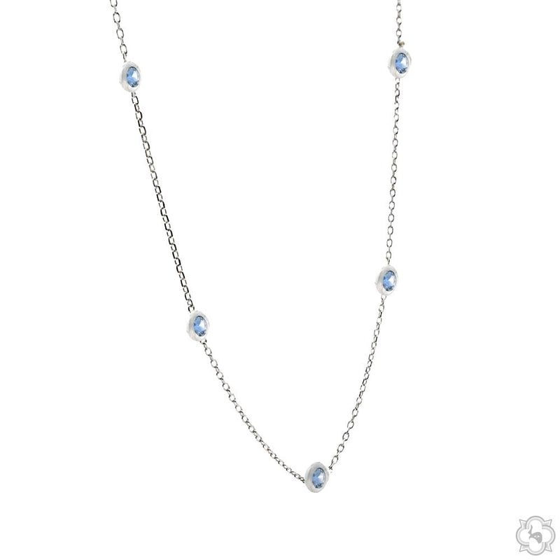 Blue Sapphire Bezel Necklace 70426 - Image 2