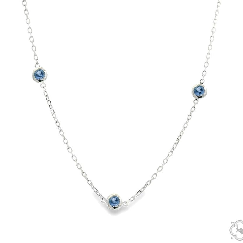 Blue Sapphire Bezel Necklace 70426 - Image 3