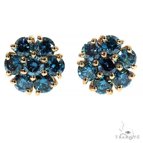 Blue Diamond Flower Earrings 68030 - Image 1