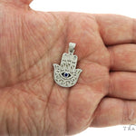 Blue Sapphire Prong Diamond Hamsa Hand Pendant 57223 - Image 5