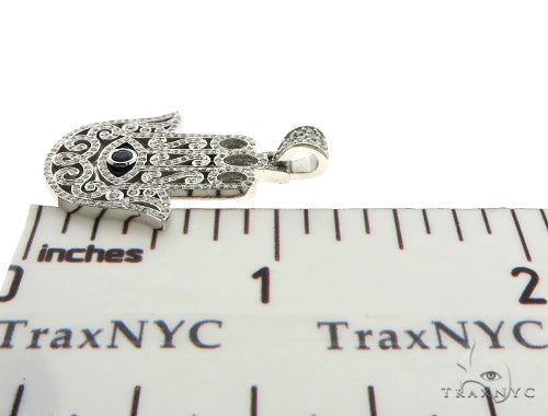 Blue Sapphire Prong Diamond Hamsa Hand Pendant 57223 - Image 7