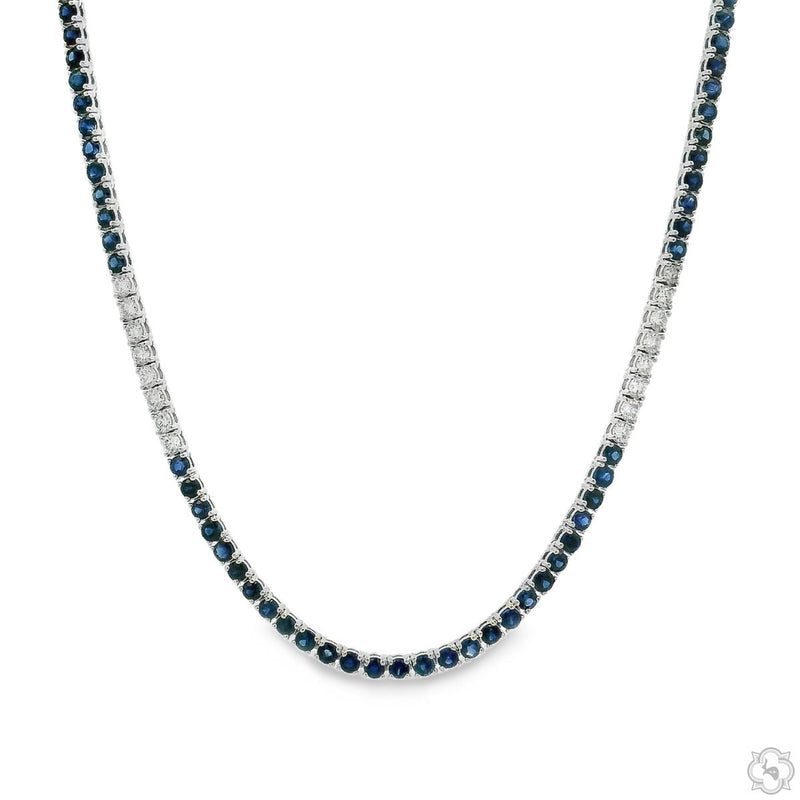 Blue Sapphire and Diamond Gradient Tennis Necklace 70542 - Image 1