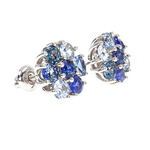 Small Ocean Bloom Sapphire Diamond Flower Earrings 66791