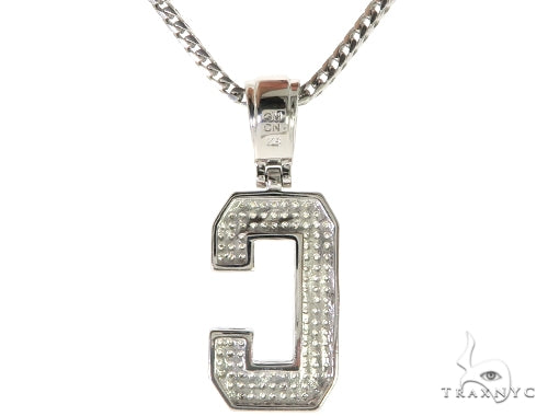 CZ Silver Initial(C) Pendant 24 Inches Franco Chain Set 58471 - Image 3