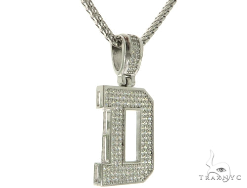 CZ Silver Initial(D) Pendant 24 Inches Franco Chain Set 58472 - Image 2