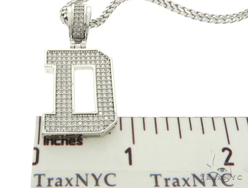 CZ Silver Initial(D) Pendant 24 Inches Franco Chain Set 58472 - Image 6