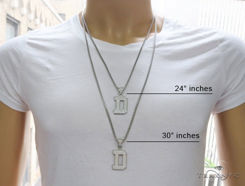 CZ Silver Initial(D) Pendant 24 Inches Franco Chain Set 58472 - Image 7