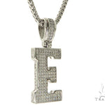 CZ Silver Initial(E) Pendant 24 Inches Franco Chain Set 58473 - Image 2