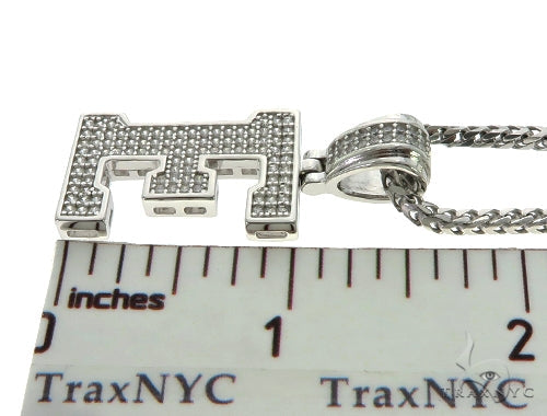 CZ Silver Initial(E) Pendant 24 Inches Franco Chain Set 58473 - Image 5