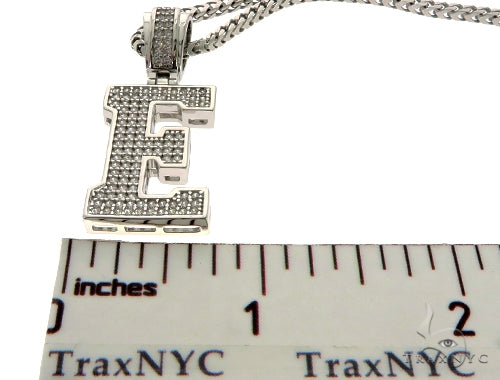 CZ Silver Initial(E) Pendant 24 Inches Franco Chain Set 58473 - Image 6