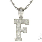 CZ Silver Initial(F) Pendant 24 Inches Franco Chain Set 58474 - Image 1