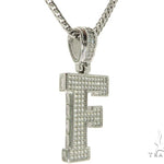 CZ Silver Initial(F) Pendant 24 Inches Franco Chain Set 58474 - Image 2
