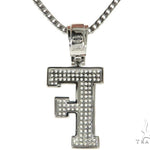 CZ Silver Initial(F) Pendant 24 Inches Franco Chain Set 58474 - Image 3