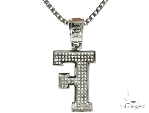 CZ Silver Initial(F) Pendant 24 Inches Franco Chain Set 58474 - Image 3