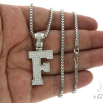 CZ Silver Initial(F) Pendant 24 Inches Franco Chain Set 58474 - Image 4