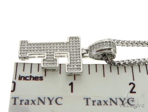 CZ Silver Initial(F) Pendant 24 Inches Franco Chain Set 58474 - Image 5