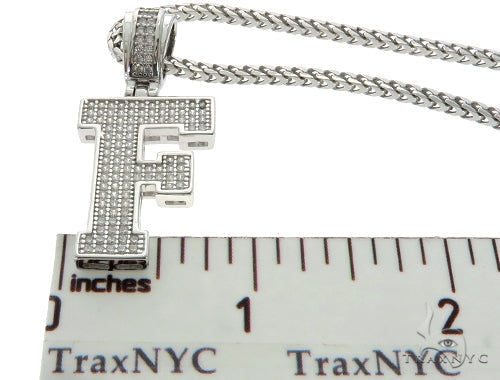 CZ Silver Initial(F) Pendant 24 Inches Franco Chain Set 58474 - Image 6