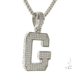 CZ Silver Initial(G) Pendant 24 Inches Franco Chain Set 58475 - Image 2