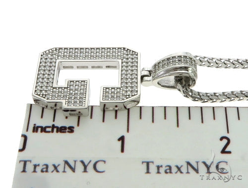CZ Silver Initial(G) Pendant 24 Inches Franco Chain Set 58475 - Image 5