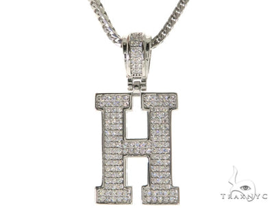 CZ Silver Initial(H) Pendant 24 Inches Franco Chain Set 58476 - Image 1