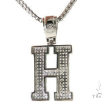CZ Silver Initial(H) Pendant 24 Inches Franco Chain Set 58476 - Image 3