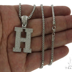 CZ Silver Initial(H) Pendant 24 Inches Franco Chain Set 58476 - Image 4