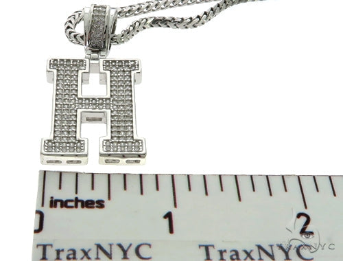 CZ Silver Initial(H) Pendant 24 Inches Franco Chain Set 58476 - Image 6
