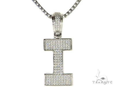 CZ Silver Initial(I) Pendant 24 Inches Franco Chain Set 58477 - Image 1